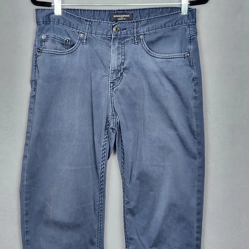 BANANA REPUBLIC Pants Mens 30x32 Blue Berry Sueded Straight 5 Pocket Twill Chino